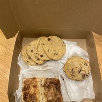 Chocolate chip cookies, maple pecan scone, coffee cake   at Woodstock Pie & Coffee Company in North Woodstock