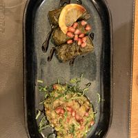 Mezzes (feuilles de vigne, aubergines brûlées )  at narenj in Orleans