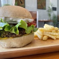 The classic burger, 85,000 kip  at Oon Jai Marketplace in Vientiane