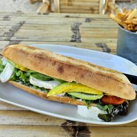 Baguette with fresh vegan mozzarella - so so good at Seaflower Bungalows in Koh Phangan