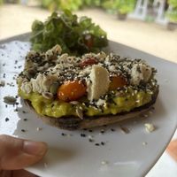 Avocado on toast with vegan feta  at Seaflower Bungalows in Koh Phangan