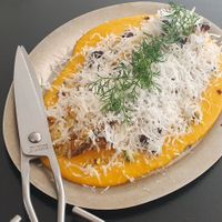 An amazing vegan cheese sauce surrounding roasted napa cabbage at ARP - 아르프 in Busan