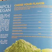 Vegan menu coffees at Napoli Coffee House in Sarajevo