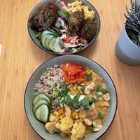 Creamy curry & falafel salad  at LOKOL in Amsterdam