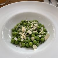 Green pea salad with almonds instead of pesto  at The Bench Café in Paris