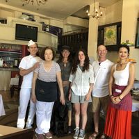 The host family with us  at PiranArt Restaurant & Gelateria & Caffeteria in Piran