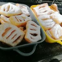 Sweet delicious "Krostule" in Slovenian language made by mama Jozica.  at PiranArt Restaurant & Gelateria & Caffeteria in Piran