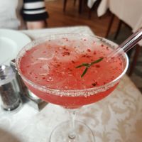 Grapefruit-rosepepper mocktail was delicious and very pretty at PiranArt Restaurant & Gelateria & Caffeteria in Piran