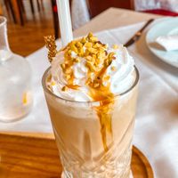 pistachio ice coffee with coconut milk at PiranArt Restaurant & Gelateria & Caffeteria in Piran