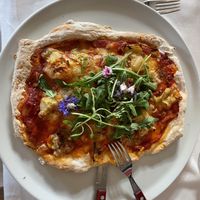 vegan + gluten free artichoke pizza  at PiranArt Restaurant & Gelateria & Caffeteria in Piran