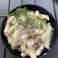 Creamy pasta with “bacon” bits!!!!   at Wild Kitchen in Bristol