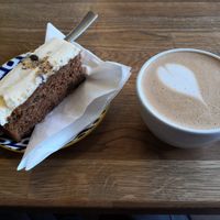 Carrot cake and oat flat white at Jungle Electric in East London