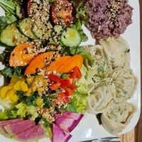 Dumping plate at Zirael Vegan Restaurant in Kyoto