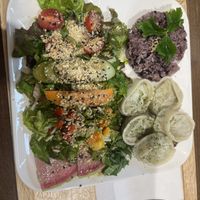 Dumpling plate  at Zirael Vegan Restaurant in Kyoto