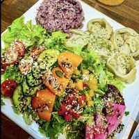 Dumpling plate  at Zirael Vegan Restaurant in Kyoto
