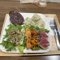 Dumpling plate  at Zirael Vegan Restaurant in Kyoto