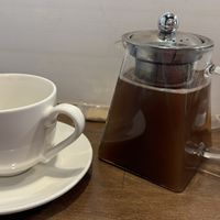 Decaf coffee. I love the coffee pot  at Zirael Vegan Restaurant in Kyoto