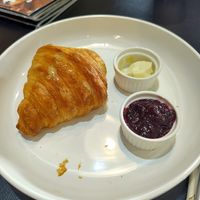 Croissant with butter and jam at Veganerie - Kingkeaw in Bangkok