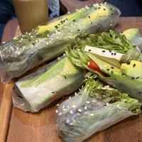Avocado and tofu spring rolls  at Veganerie - Kingkeaw in Bangkok