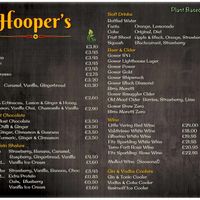 Menu at Hooper's in Swansea