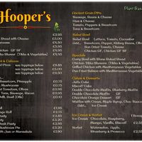 Menu at Hooper's in Swansea