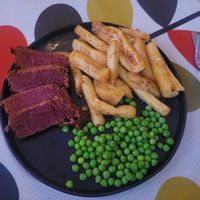 Plant Steak, Chipotle Chips and Peas at Hooper's in Swansea