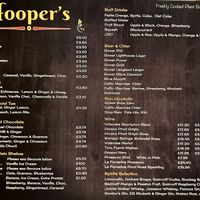 Drinks menu  at Hooper's in Swansea