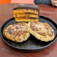 Welsh Cakes and Jaffa Cake at Hooper's in Swansea