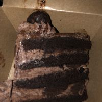Chocolate Cake in a to go box  at Good Intentions in St Petersburg