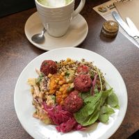3 falafel mixed gluten free salad 💚💛🧡  at Zappa's in Totnes