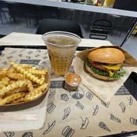 Cajun fries, Cheesy One burger, Monkey Nut dip & Ginger Vince Ale  at VINCENT - The Playce in Berlin