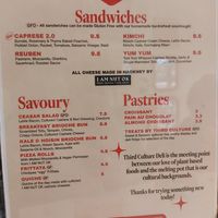 Menu at Third Culture in East London