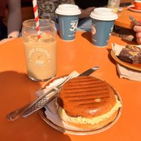 Breakfast bun and orange latte  at Third Culture in East London