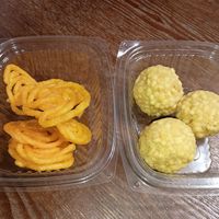 Vegan desserts, the jalebi and laddu at Madras Cafe in Appleton