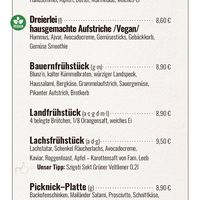 Ausschnitt aus der Speisekarte  at Naglreiter Bäckerei in Eisenstadt
