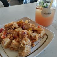 Sweet and sour tofu. Really good! And kombucha at Good Food Sundays in Mandaluyong