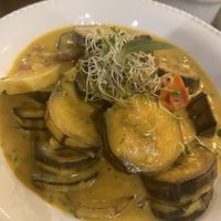 Banana dish with coconut milk sauce  at Sta Gema Organic in Maringa