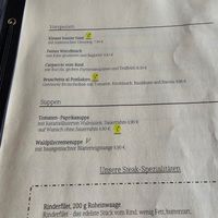 Salad, Bruschetta, Tomato-Paprika soup at Panoramarestaurant Bastei in Lohmen