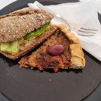 Mediterranean pie and sandwich at Mishto Café & Deli in Budapest