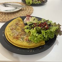 Chickpea omelette  at Mishto Café & Deli in Budapest