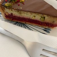 Pistachio cake at Mishto Café & Deli in Budapest