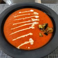 Tomatoes bisk soup at Mishto Café & Deli in Budapest