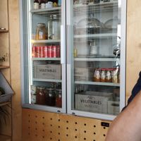 Fridge with cales ând kombucha ând more at Green Bistrot in Guimaraes