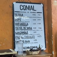 Menu   at Comal Cocina de Barro in San Cristobal De Las Casas