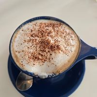 Cappuccino with almond milk - very good at Lluvia Deli Bar & Artefacto in Rio Grande