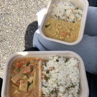 red and yellow take away curry  at nari Thai Eatery in Bern