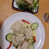 Homemade vegan dumplings at Brauhaus zu Murau in Murau