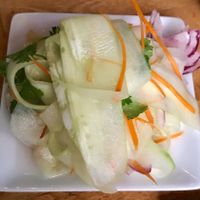 This was their cucumber salad. It was pretty underwhelming but one of only a few vegan options on the menu so decided to try it. Not bad but just pretty basic. at Mosquito Tapas in Barcelona