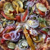 Vegan 2013 pizza. Grilled veggies at Angelo's Brick Oven Pizzeria in Wildomar