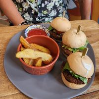 Lentil burgers at The Vegan Shack in Panama City